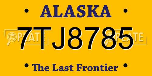 7TJ8785 Alaska License Plate