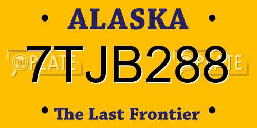 7TJB288 Alaska License Plate