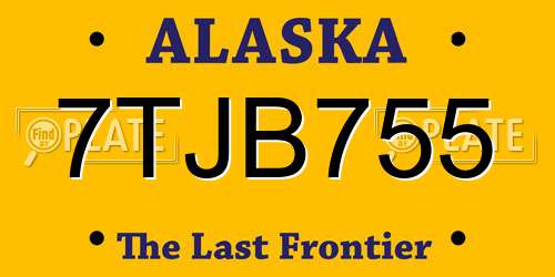 7TJB755 Alaska License Plate