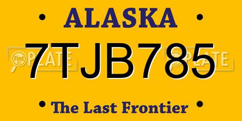 7TJB785 Alaska License Plate