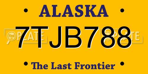 7TJB788 Alaska License Plate