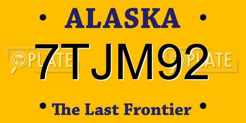 7TJM92 Alaska License Plate