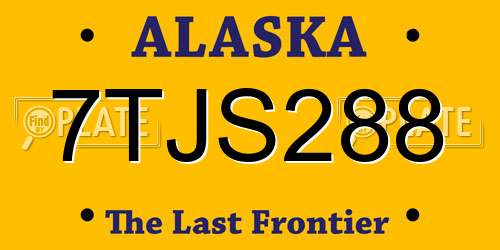 7TJS288 Alaska License Plate