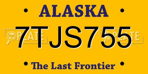 7TJS755 Alaska License Plate