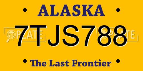 7TJS788 Alaska License Plate