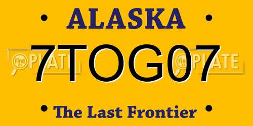 7TOG07 Alaska License Plate