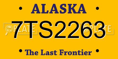 7TS2263 Alaska License Plate