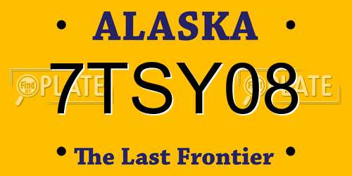 7TSY08 Alaska License Plate
