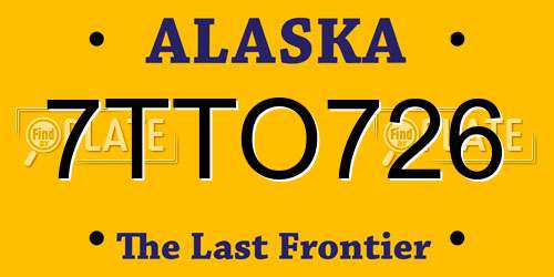 7TTO726 Alaska License Plate