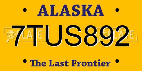 7TUS892 Alaska License Plate