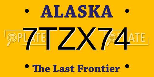 7TZX74 Alaska License Plate