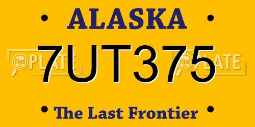 7UT375 Alaska License Plate
