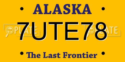 7UTE78 Alaska License Plate