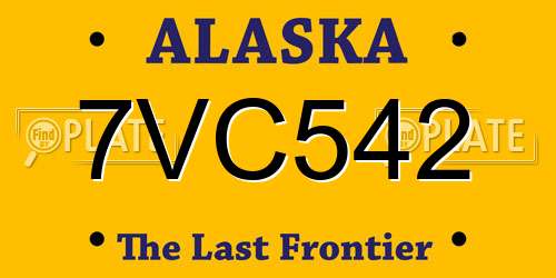 7VC542 Alaska License Plate
