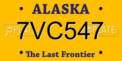 7VC547 Alaska License Plate