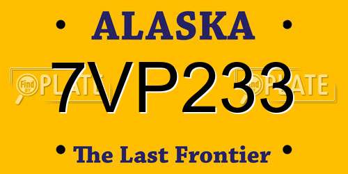 7VP233 Alaska License Plate
