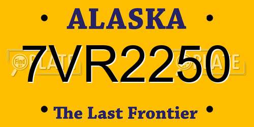 7VR2250 Alaska License Plate