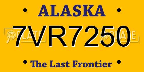 7VR7250 Alaska License Plate