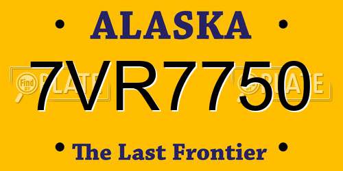 7VR7750 Alaska License Plate