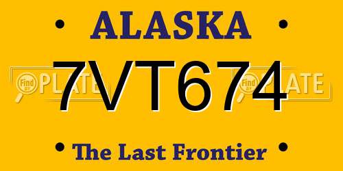 7VT674 Alaska License Plate
