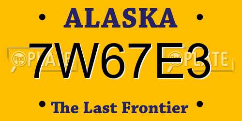 7W67E3 Alaska License Plate