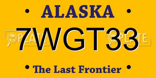 7WGT33 Alaska License Plate