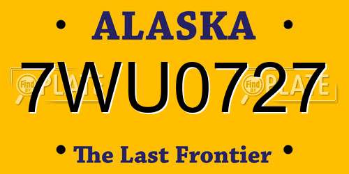7WU0727 Alaska License Plate