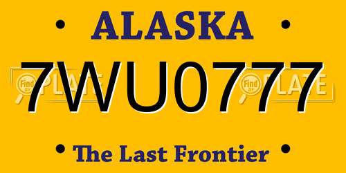 7WU0777 Alaska License Plate