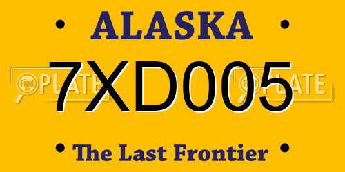 7XD005 Alaska License Plate