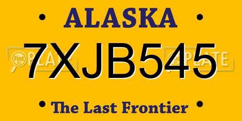 7XJB545 Alaska License Plate
