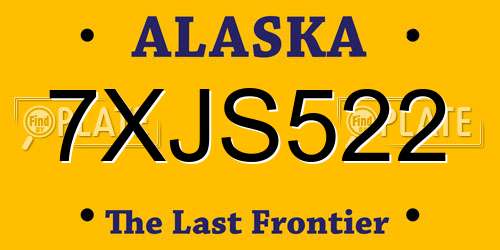 7XJS522 Alaska License Plate