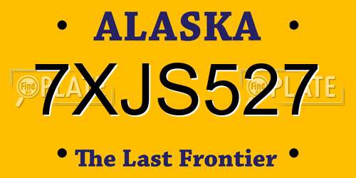 7XJS527 Alaska License Plate