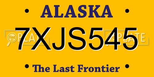 7XJS545 Alaska License Plate