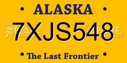 7XJS548 Alaska License Plate