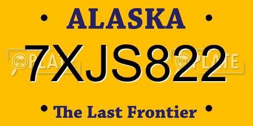 7XJS822 Alaska License Plate