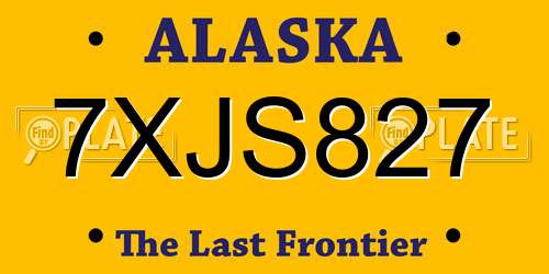 7XJS827 Alaska License Plate