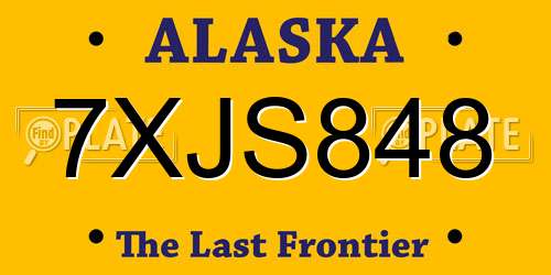 7XJS848 Alaska License Plate
