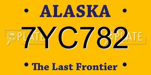 7YC782 Alaska License Plate