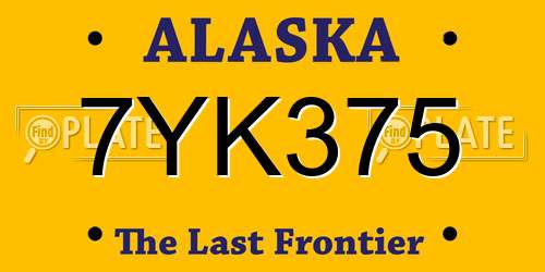 7YK375 Alaska License Plate