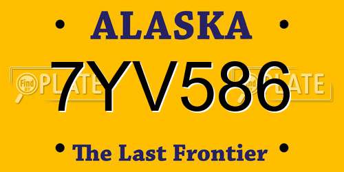 7YV586 Alaska License Plate