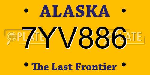 7YV886 Alaska License Plate