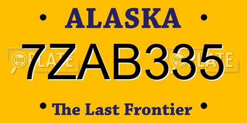 7ZAB335 Alaska License Plate
