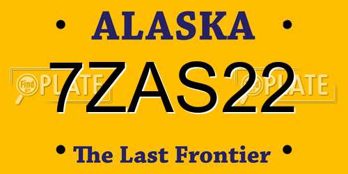 7ZAS22 Alaska License Plate