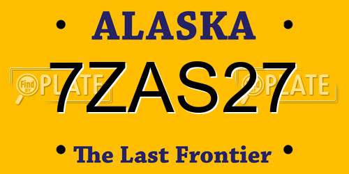 7ZAS27 Alaska License Plate