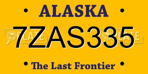 7ZAS335 Alaska License Plate