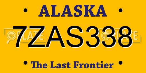 7ZAS338 Alaska License Plate