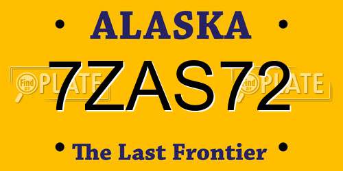 7ZAS72 Alaska License Plate