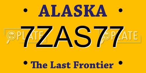 7ZAS77 Alaska License Plate