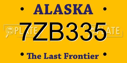 7ZB335 Alaska License Plate
