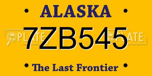 7ZB545 Alaska License Plate